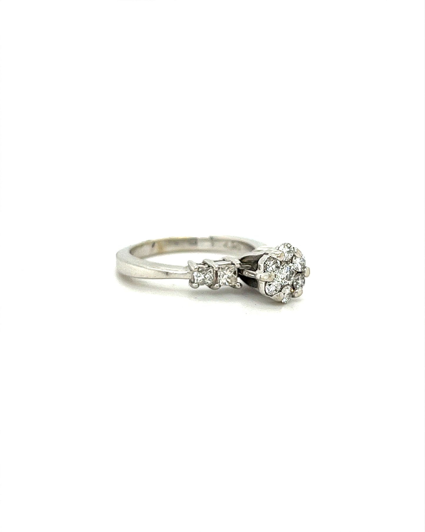 14KT WHITE GOLD FANCY LADIES DIAMOND ENGAGEMENT RING