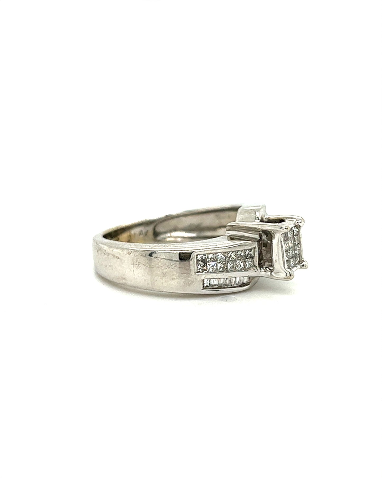 14KT WHITE GOLD FANCY LADIES DIAMOND ENGAGEMENT RING