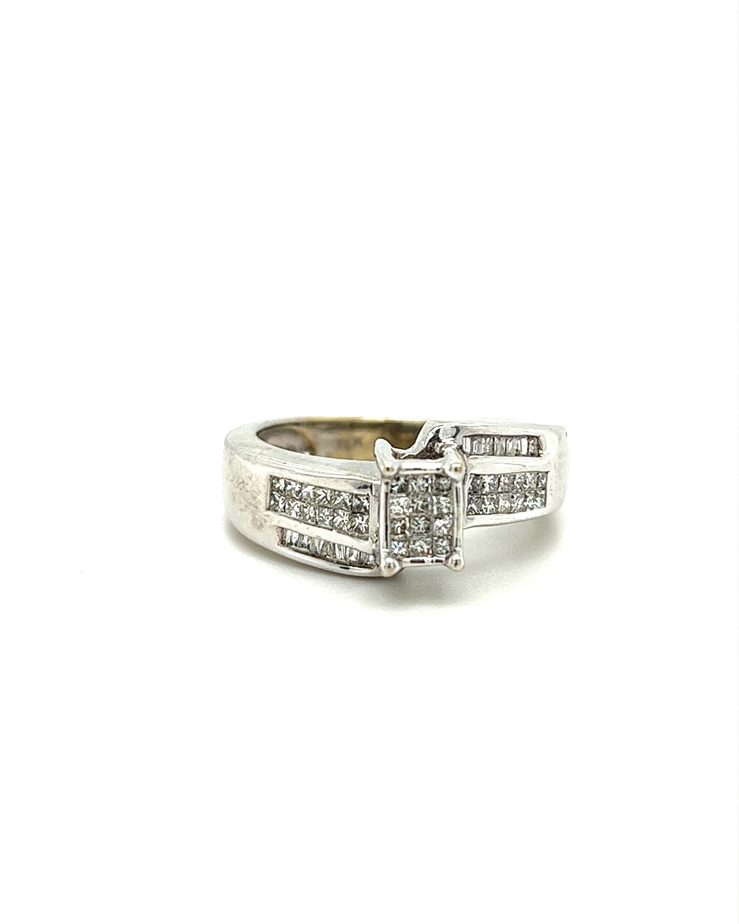 14KT WHITE GOLD FANCY LADIES DIAMOND ENGAGEMENT RING