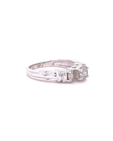 14KT WHITE GOLD FANCY 3 STONE ENGAGEMENT RING