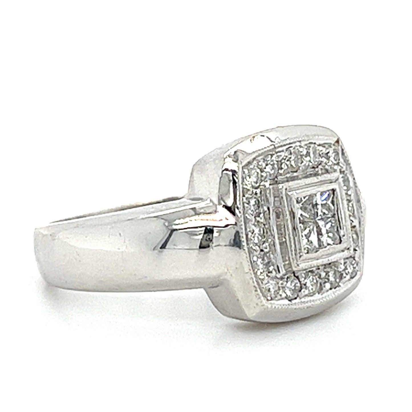 18KT WHITE GOLD FANCY DIAMOND ENGAGEMENT RING