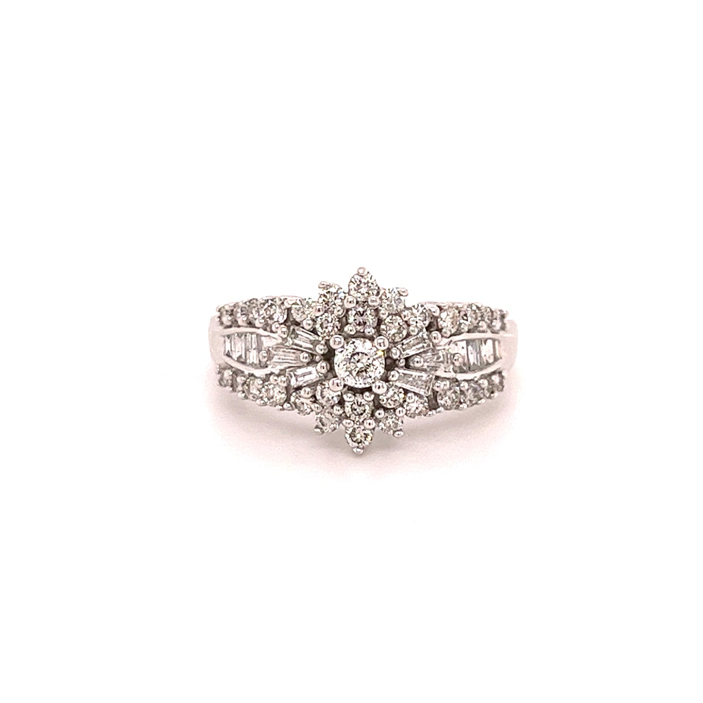 14KT WHITE GOLD FANCY LADIES DIAMOND RING
