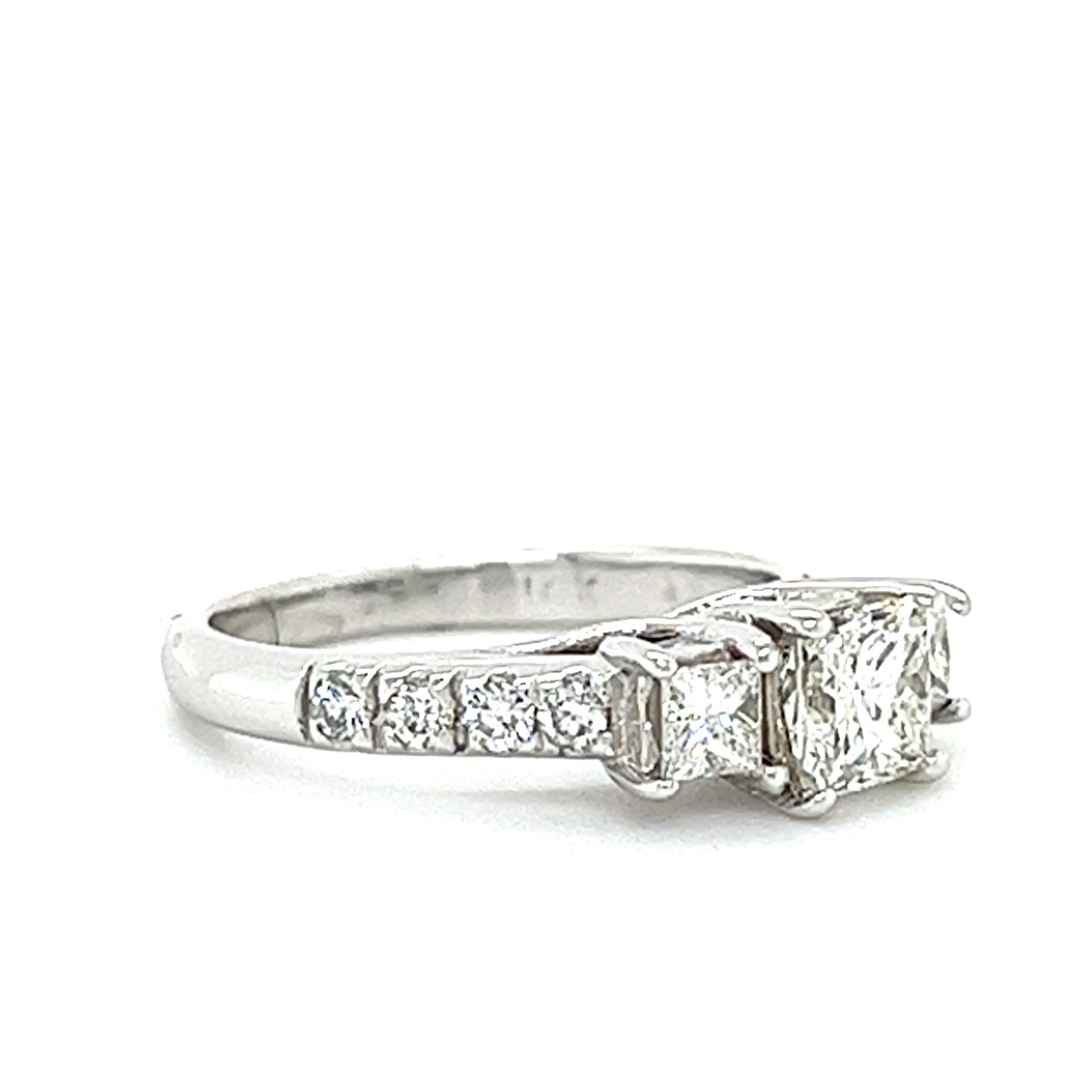 14KT WHITE GOLD FANCY 3 DIAMOND ENGAGEMENT RING