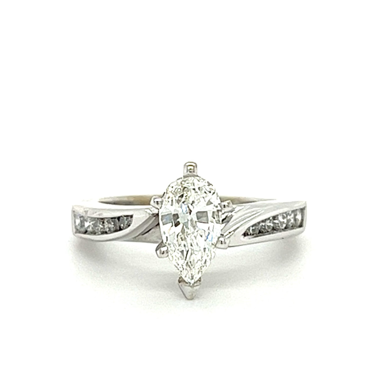 14KT WHITE GOLD FANCY PEAR SHAPE ENGAGEMENT RING