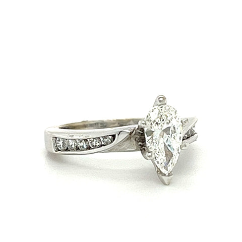 14KT WHITE GOLD FANCY PEAR SHAPE ENGAGEMENT RING