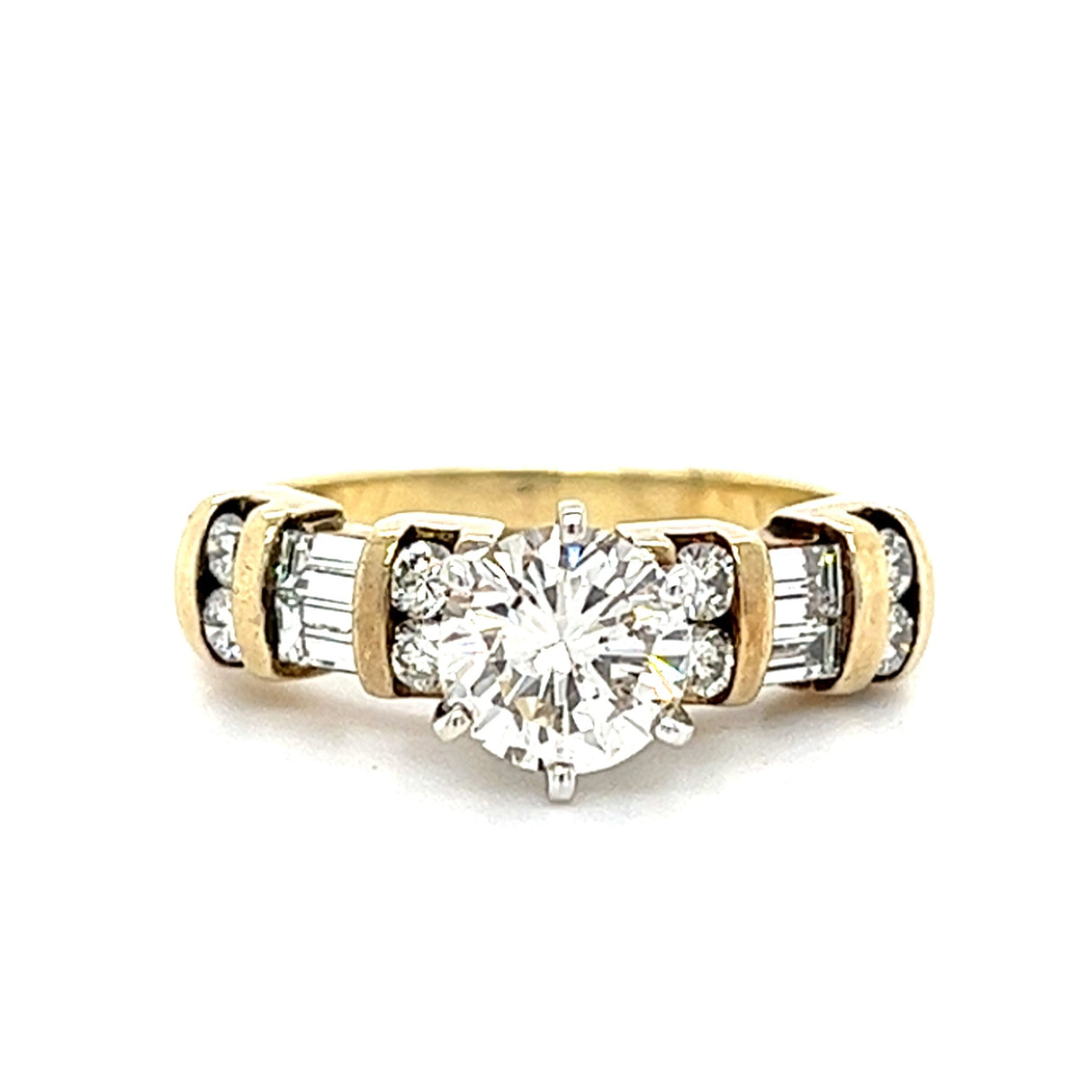 14KT YELLOW GOLD ROUND BRILLIANT ENGAGEMENT RING