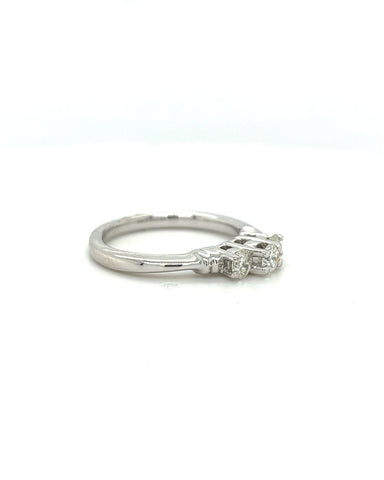 PLATINUM DAINTY 3 ROUND DIAMOND ENGAGEMENT RING