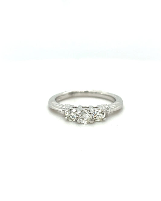 PLATINUM DAINTY 3 ROUND DIAMOND ENGAGEMENT RING