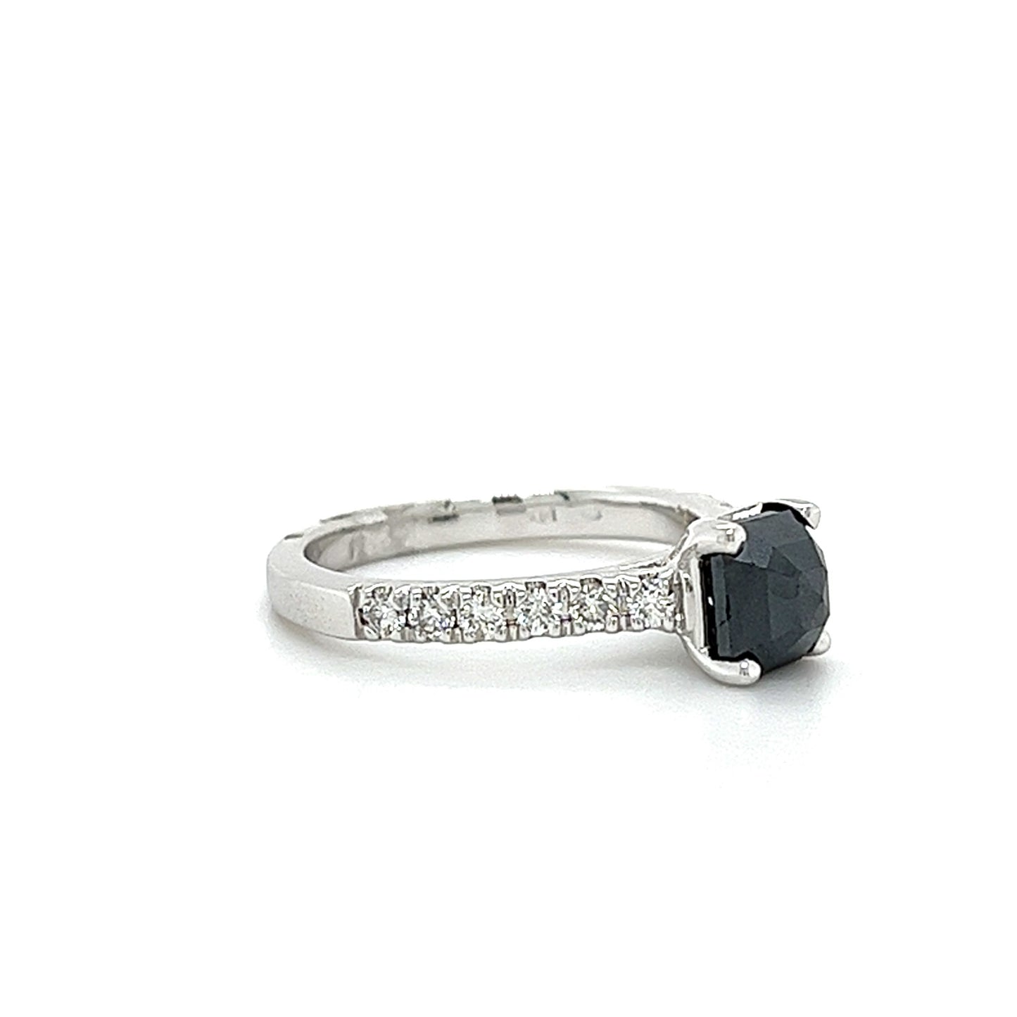 14KT WHITE GOLD FANCY BLACK DIAMOND ENGAGEMENT RING
