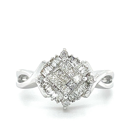 14KT WHITE GOLD FANCY ENGAGEMENT RING