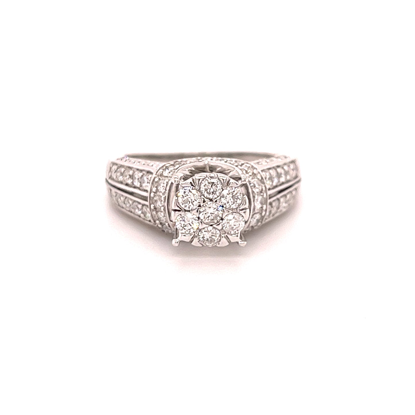 14KT WHITE GOLD FANCY DIAMOND ENGAGEMENT RING