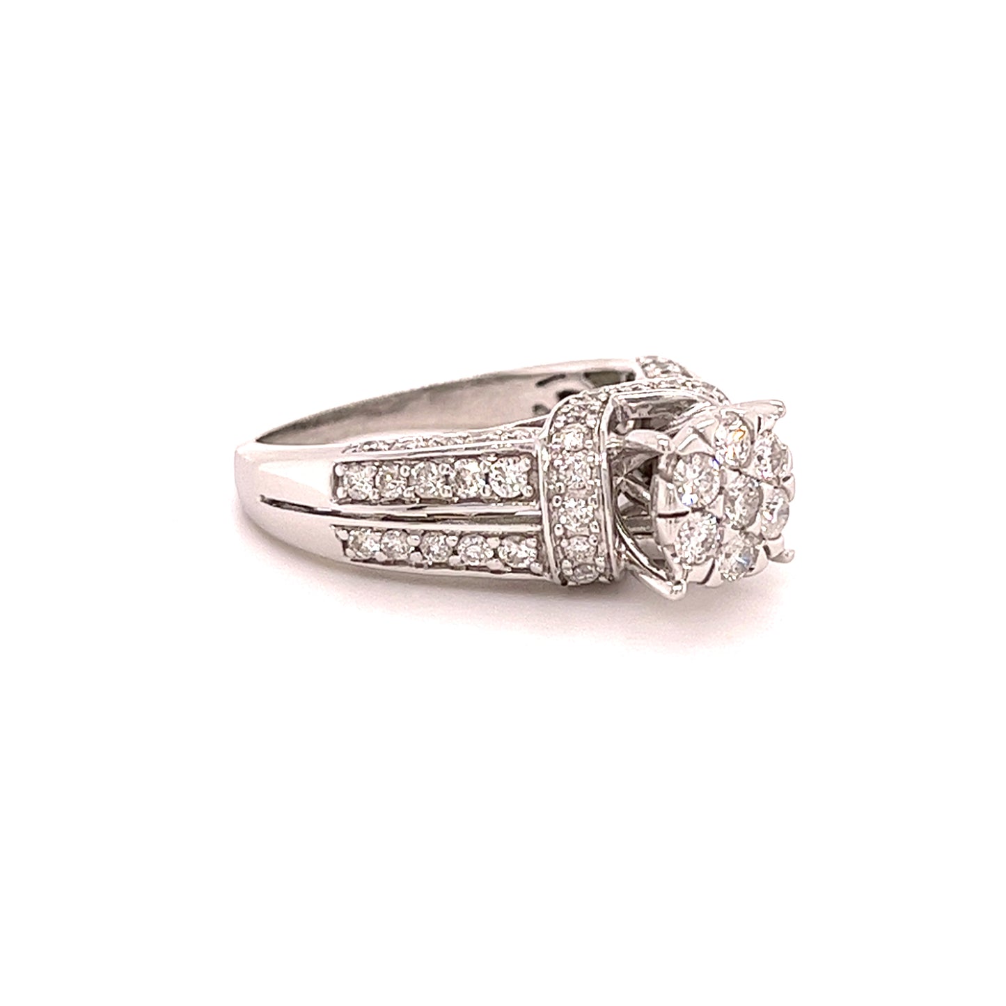 14KT WHITE GOLD FANCY DIAMOND ENGAGEMENT RING