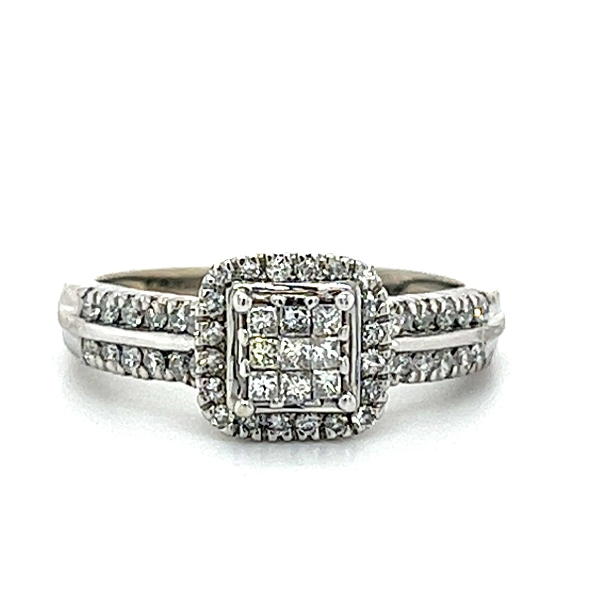 10KT WHITE GOLD FANCY DIAMOND ENGAGEMENT RING