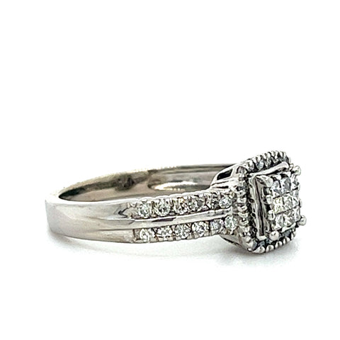 10KT WHITE GOLD FANCY DIAMOND ENGAGEMENT RING