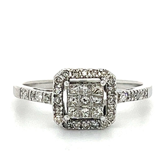 14KT WHITE GOLD FANCY DIAMOND ENGAGEMENT RING