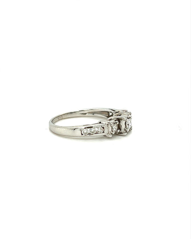 14KT WHITE GOLD 3 DIAMOND ENGAGEMENT RING