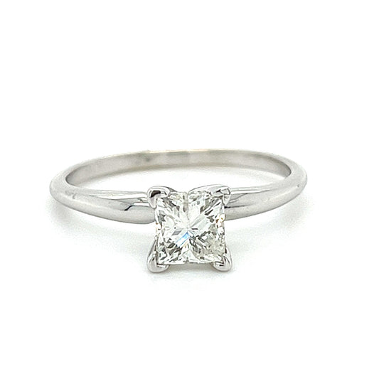 14KT WHITE GOLD PRINCESS CUT SOLITAIRE DIAMOND ENGAGEMENT RING