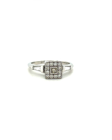 14KT WHITE GOLD AND PLATINUM DIAMOND ENGAGEMENT RING