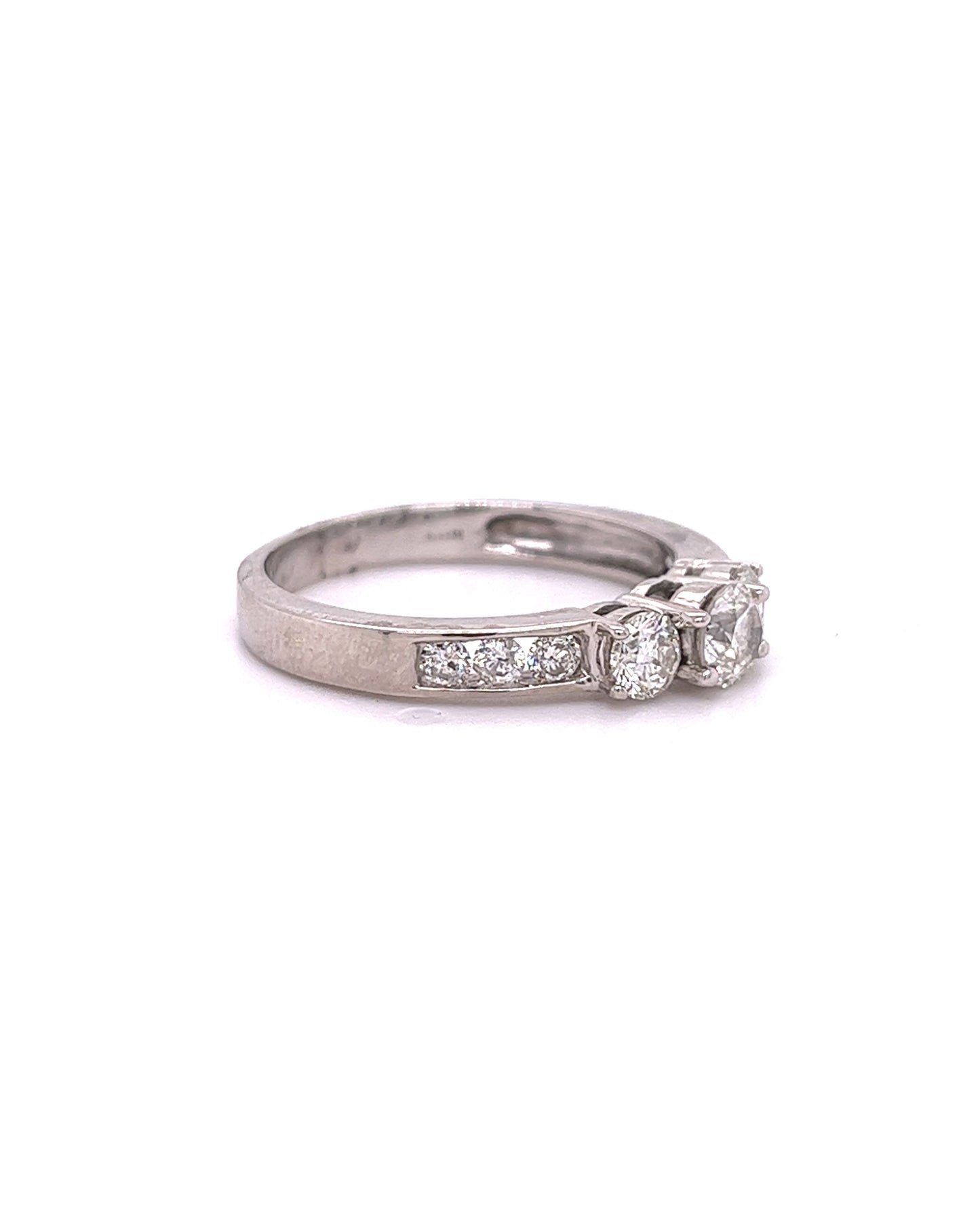 14KT WHITE GOLD 3 DIAMOND ENGAGEMENT RING