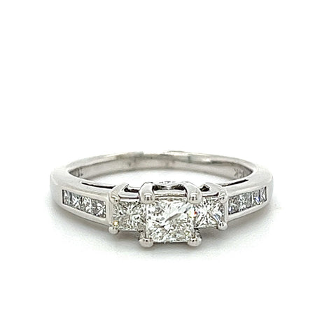 14KT WHITE GOLD 3 DIAMOND ENGAGEMENT RING