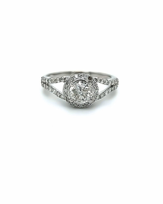 14KT WHITE GOLD FANCY DIAMOND ENGAGEMENT RING