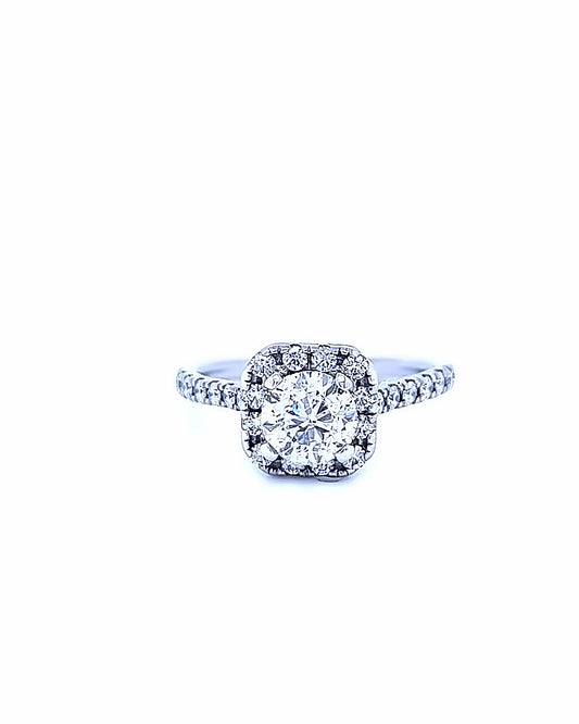 14KT WHITE GOLD FANCY DIAMOND ENGAGEMENT RING