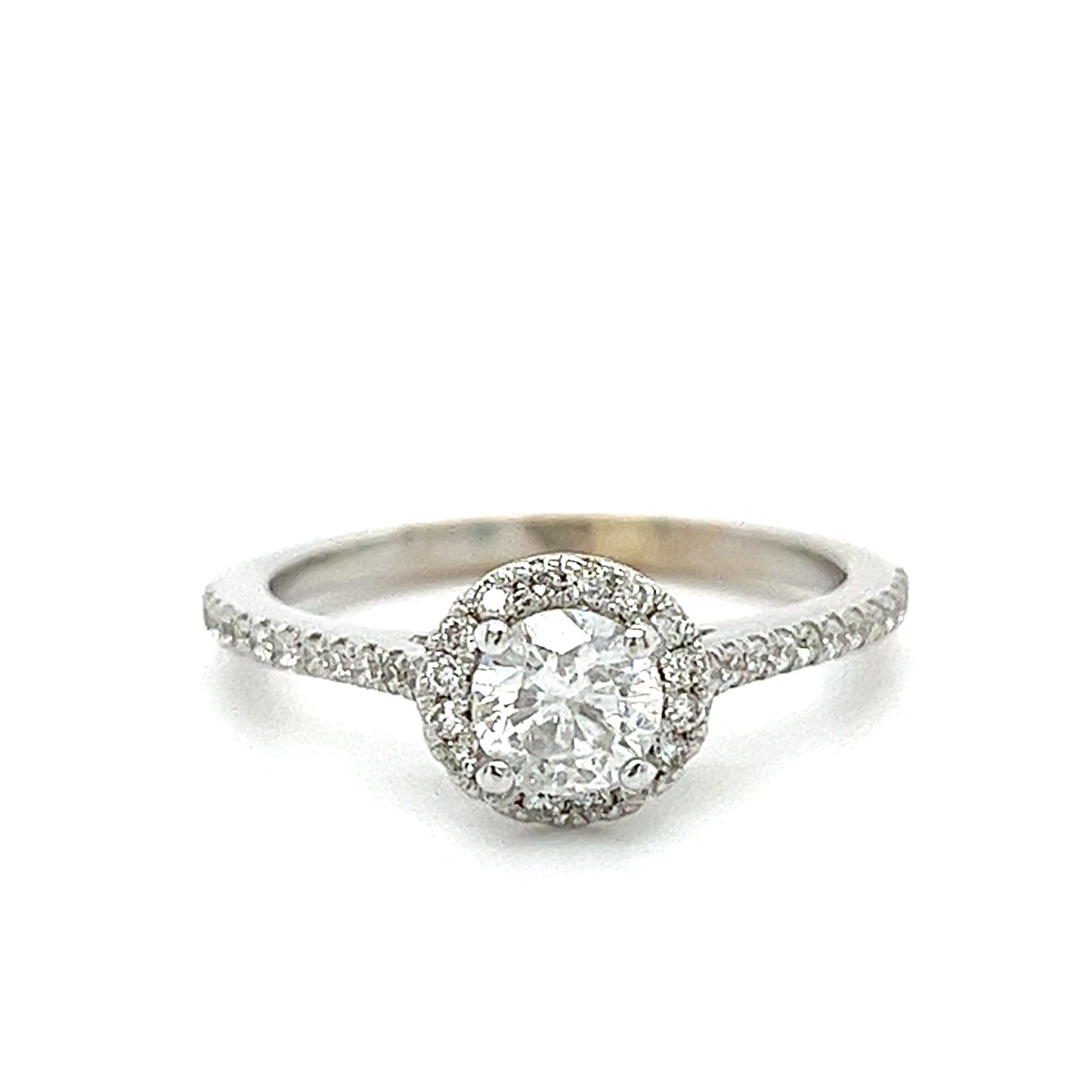 14KT WHITE GOLD FANCY ROUND BRILLIANT DIAMOND ENGAGEMENT RING