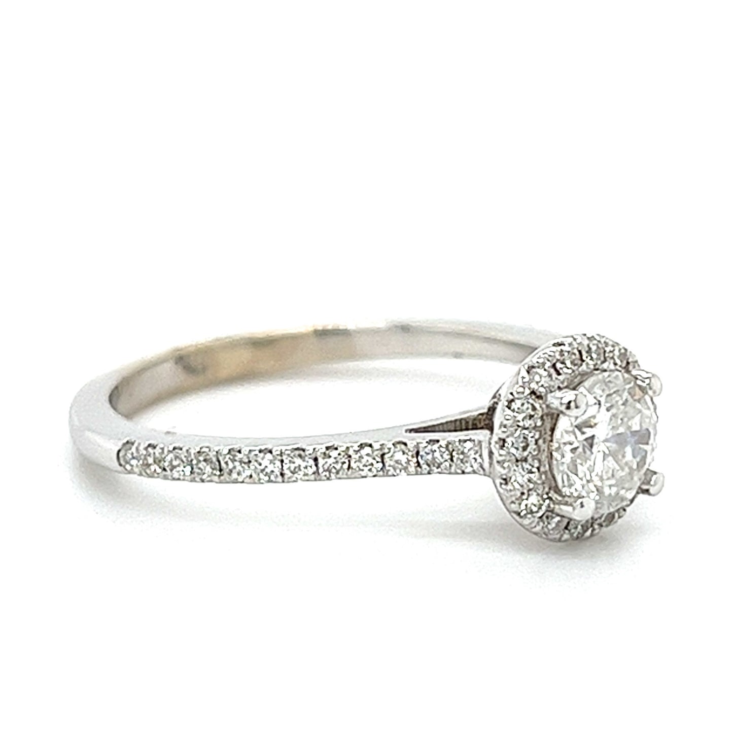 14KT WHITE GOLD FANCY ROUND BRILLIANT DIAMOND ENGAGEMENT RING