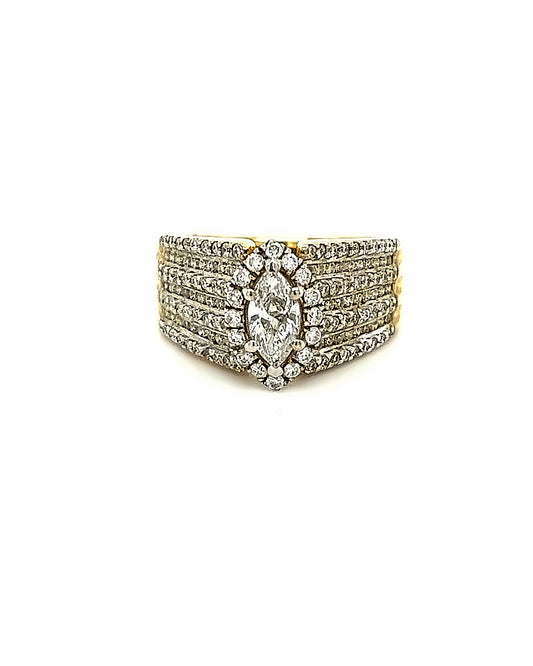 14KT YELLOW GOLD DIAMOND LADIES RING