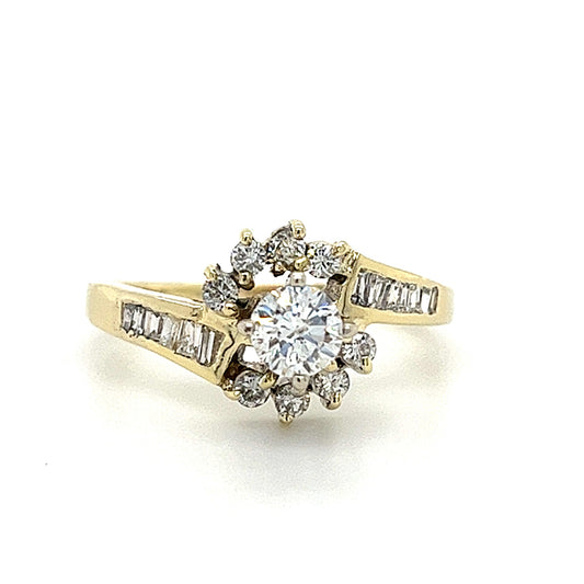 14KT YELLOW GOLD BRILLIANT DIAMOND ENGAGEMENT RING