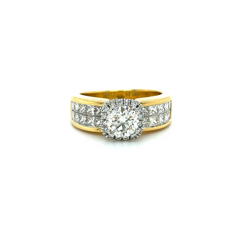 18KT YELLOW GOLD ROUND DIAMOND ENGAGEMENT RING