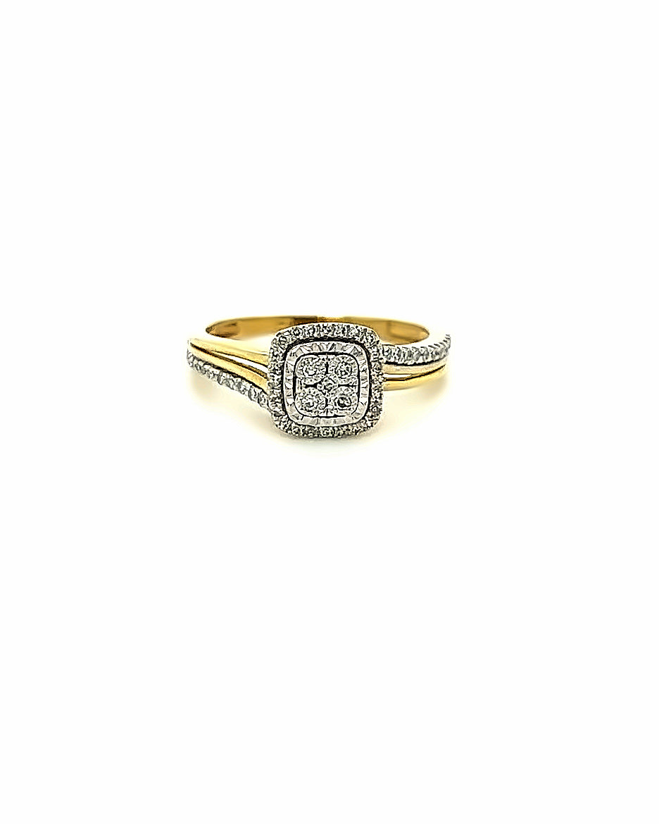 10KT YELLOW GOLD FANCY ENGAGEMENT RING