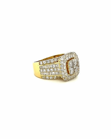 14KT YELLOW GOLD DIAMOND HALO ENGAGEMENT