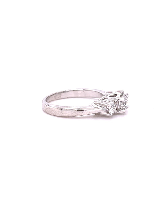 14KT WHITE GOLD 3 DIAMOND ENGAGEMENT RING