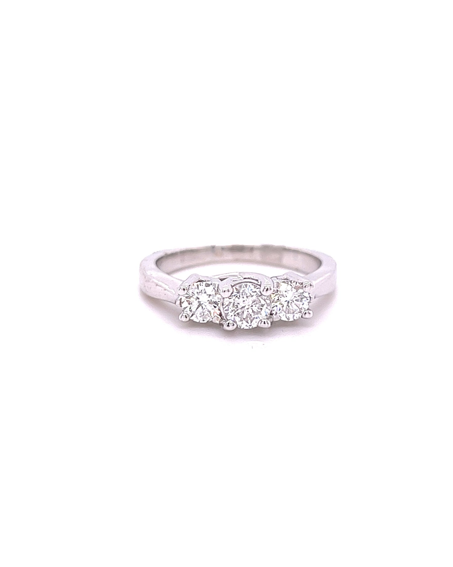 14KT WHITE GOLD 3 DIAMOND ENGAGEMENT RING