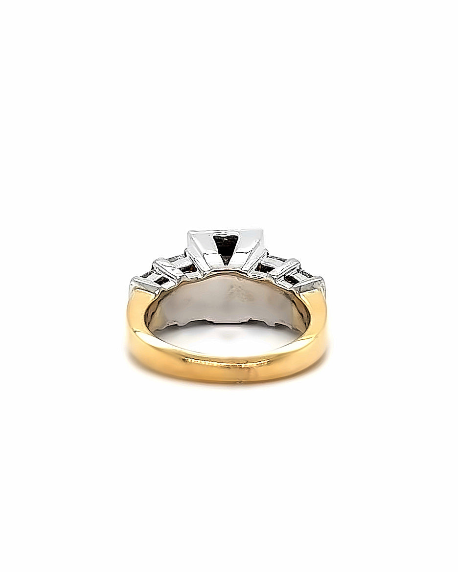 14KT TWO TONE FANCY DIAMOND ENGAGEMENT RING