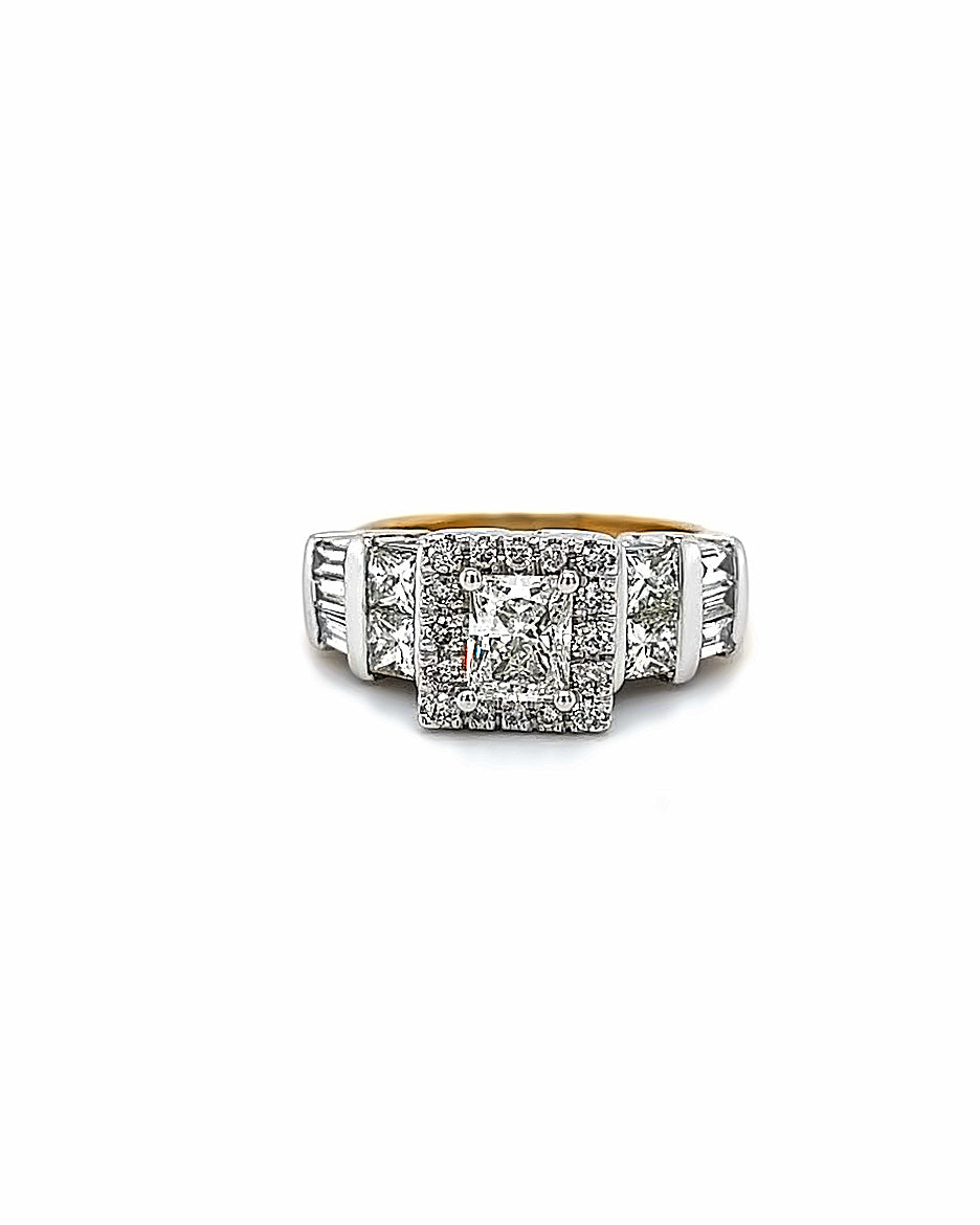 14KT TWO TONE FANCY DIAMOND ENGAGEMENT RING