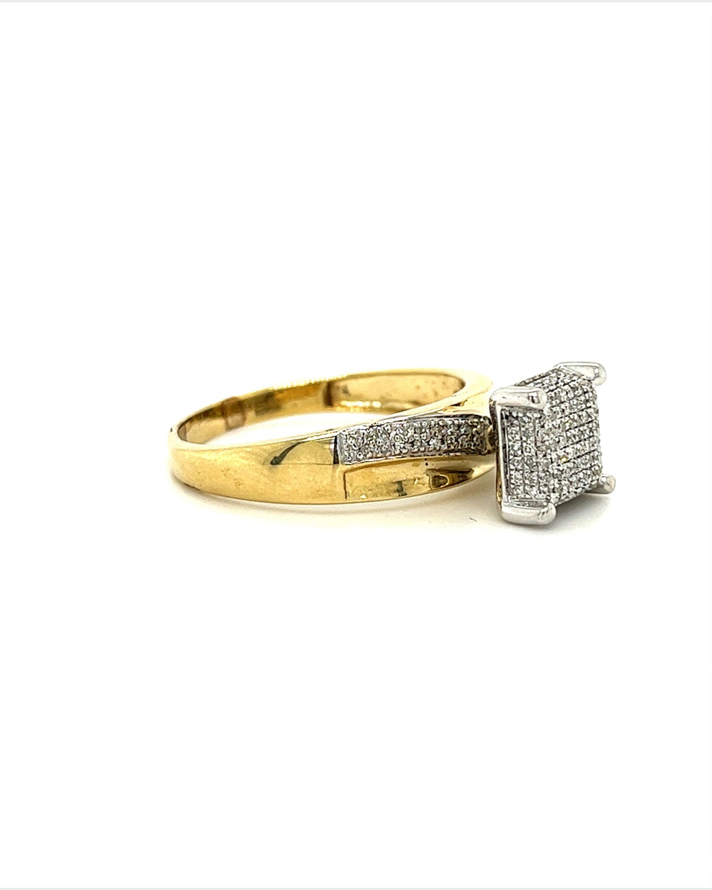 10KT TWO TONE GOLD DIAMOND CLUSTER ENGAGEMENT RING