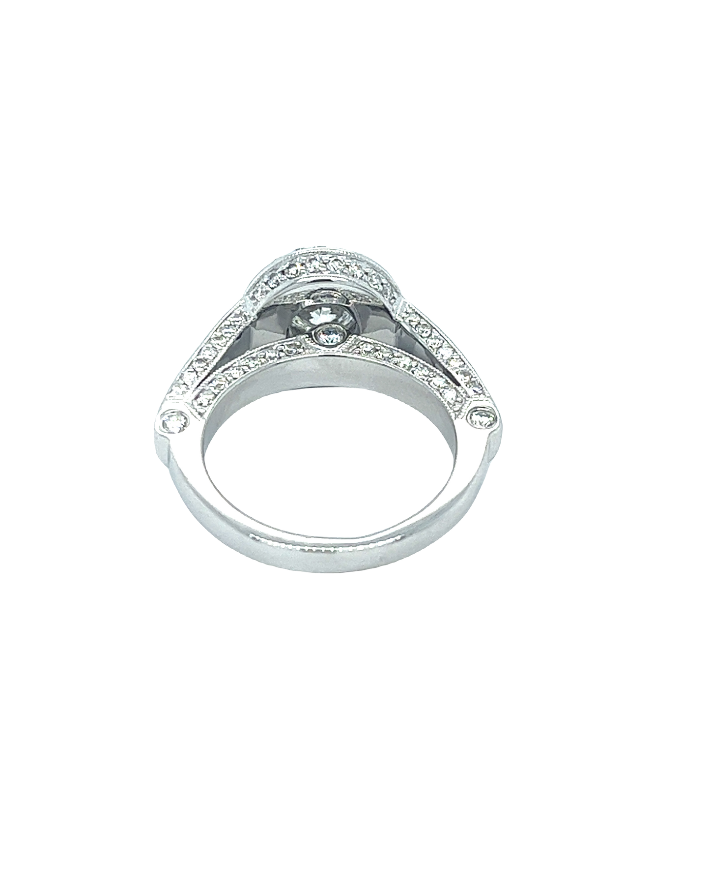 14KT WHITE GOLD ROUND BRILLIANT DIAMOND ENGAGEMENT RING