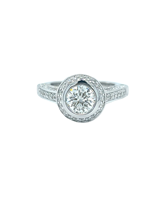 14KT WHITE GOLD ROUND BRILLIANT DIAMOND ENGAGEMENT RING