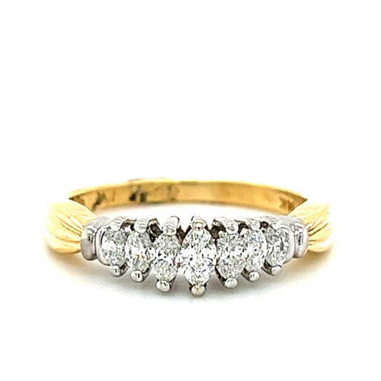 14KT TWO TONE GOLD MARQUISE DIAMOND WEDDING BAND