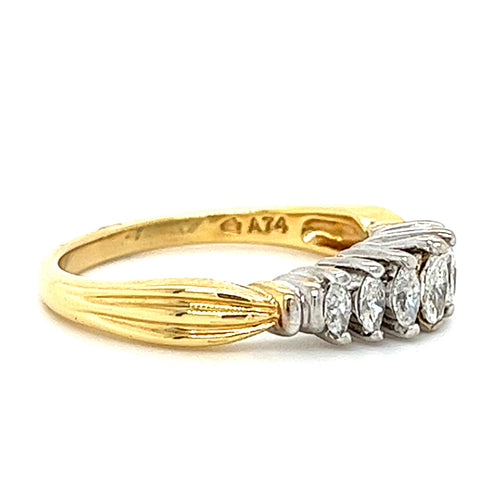 14KT TWO TONE GOLD MARQUISE DIAMOND WEDDING BAND