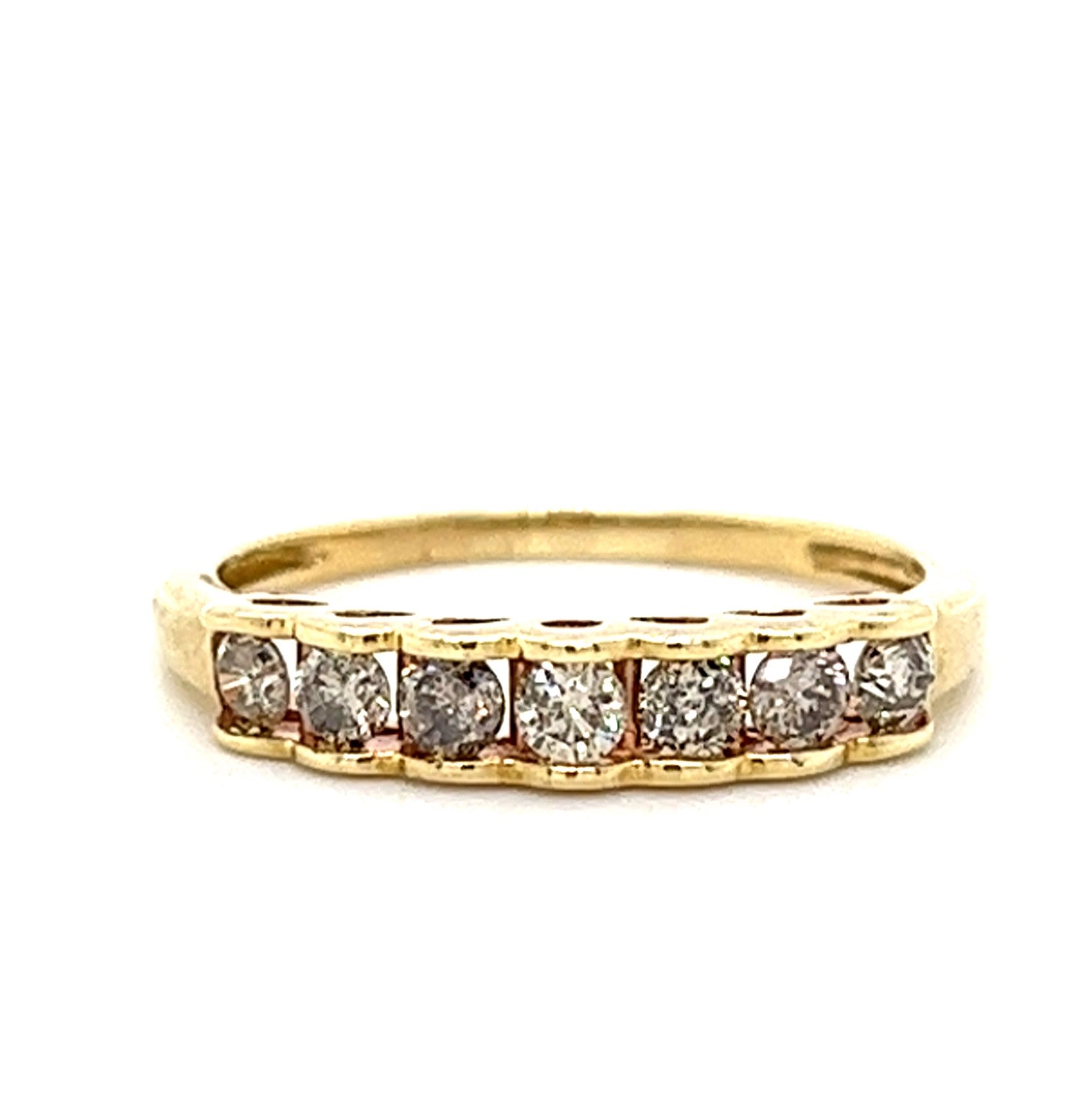 10KT YELLOW GOLD FANCY CHANNEL SETTING WEDDING BAND
