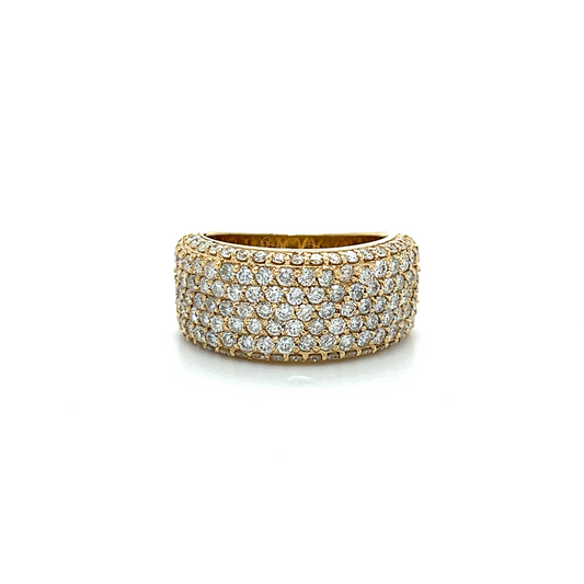 14KT YELLOW GOLD FANCY PAVE DIAMONDS WEDDING BAND