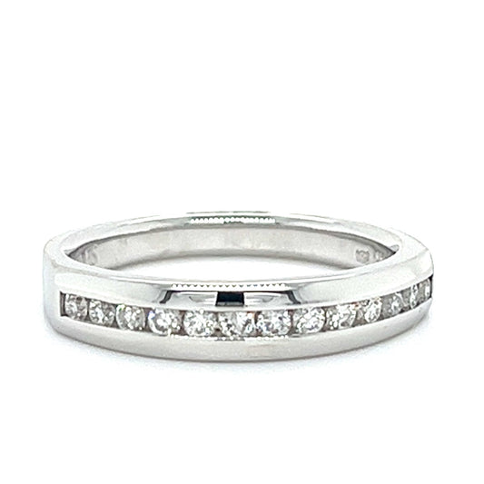 18KT WHITE GOLD FANCY CHANNEL DIAMOND WEDDING BAND