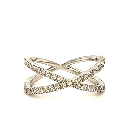 14KT WHITE GOLD CRISSCROSS DIAMOND BAND