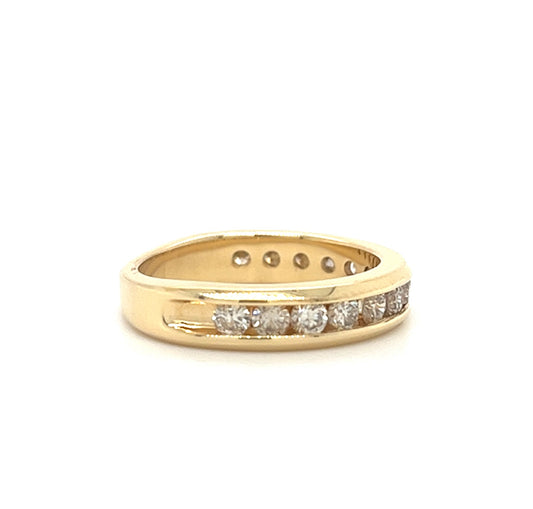 14KT YELLOW GOLD FANCY MENS DIAMOND WEDDING BAND