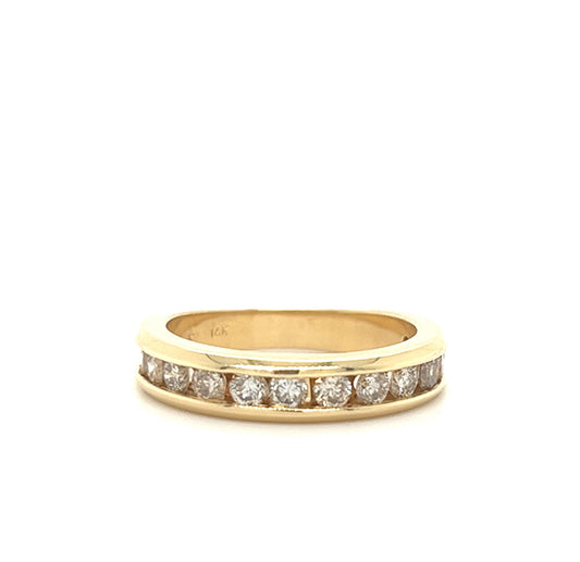 14KT YELLOW GOLD FANCY MENS DIAMOND WEDDING BAND