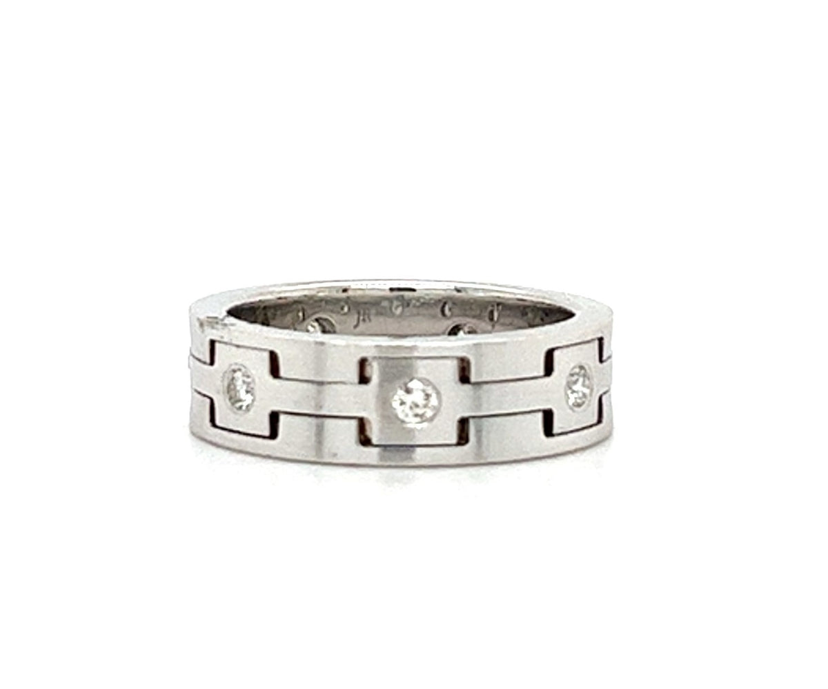 14KT WHITE GOLD FANCY MENS DIAMOND WEDDING BAND