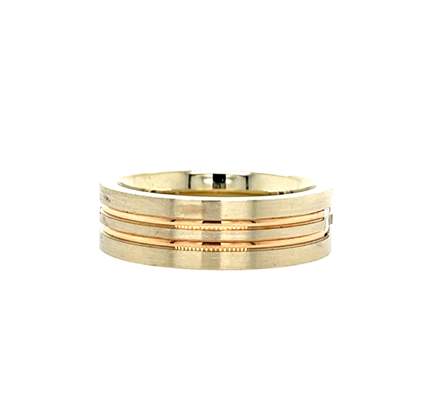 14KT YELLOW GOLD FANCY MENS DIAMOND WEDDING BAND